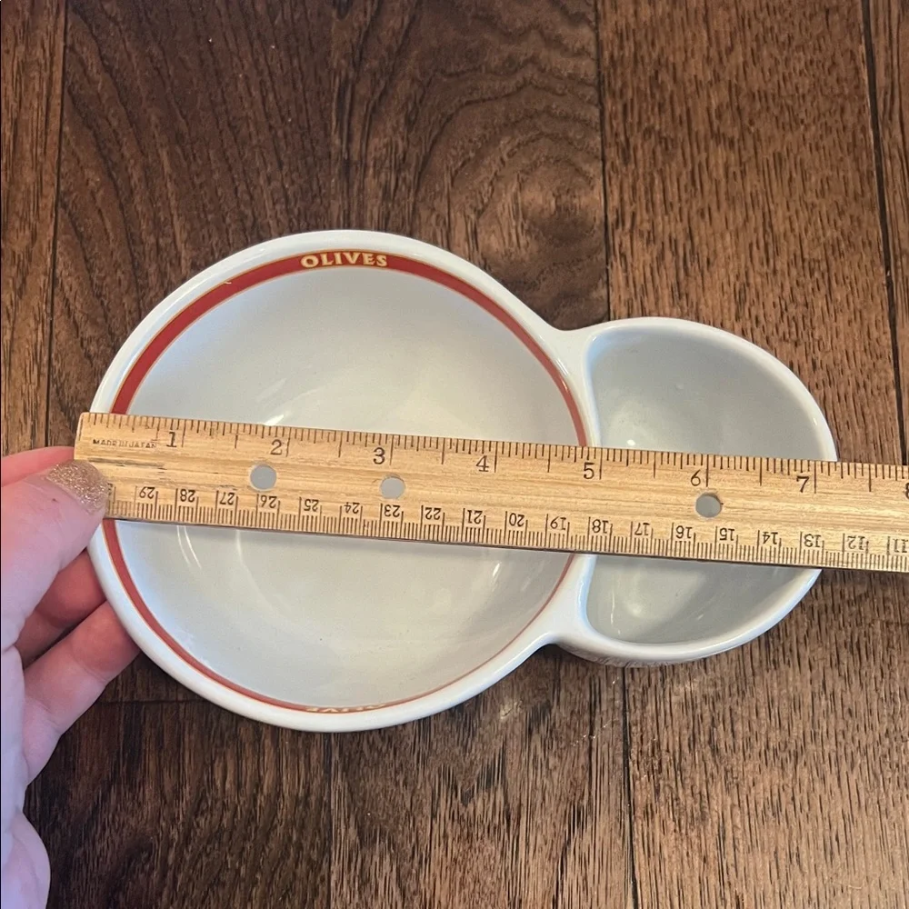 Pottery Barn White and Red Olive Dish